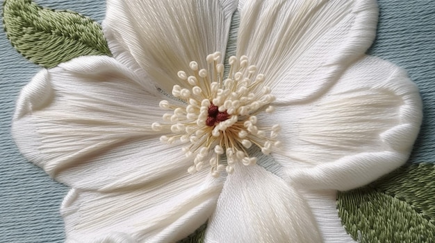 detail of embroidered floral pattern